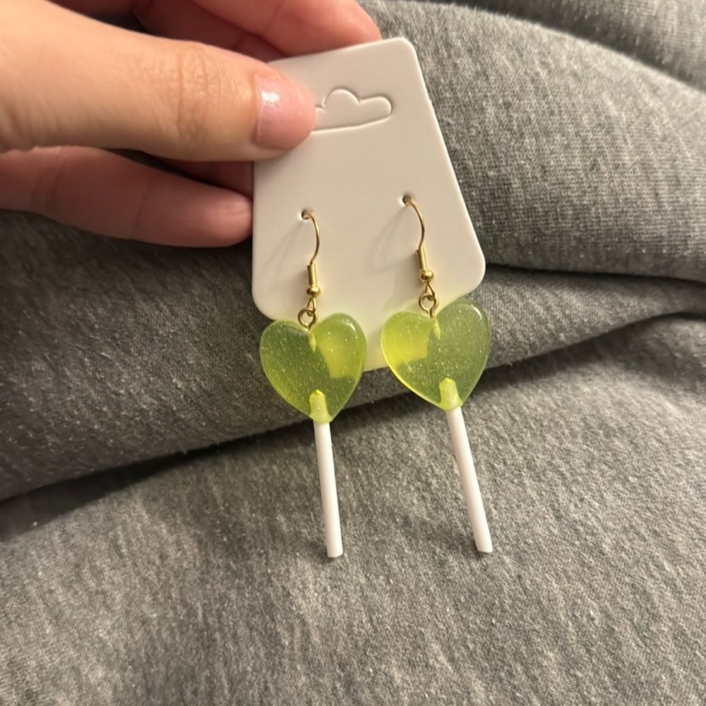GREEN LOLLIPOP cute earrings kawaii food animal - bundle for discount​​